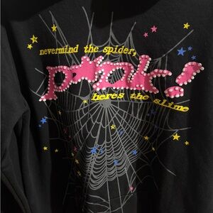 Pink Sp5der Hoodie Men's Size large Black Sp5der Worldwide Young Thug Hoodie